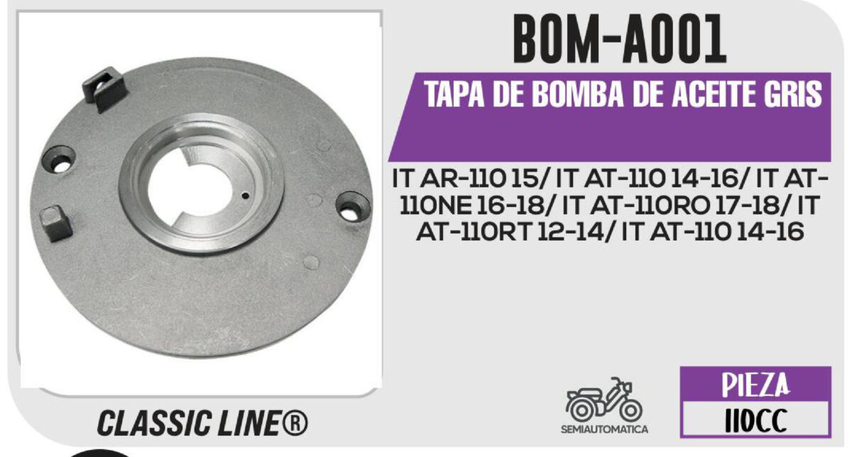 TAPA DE BOMBA DE ACEITE GRIS