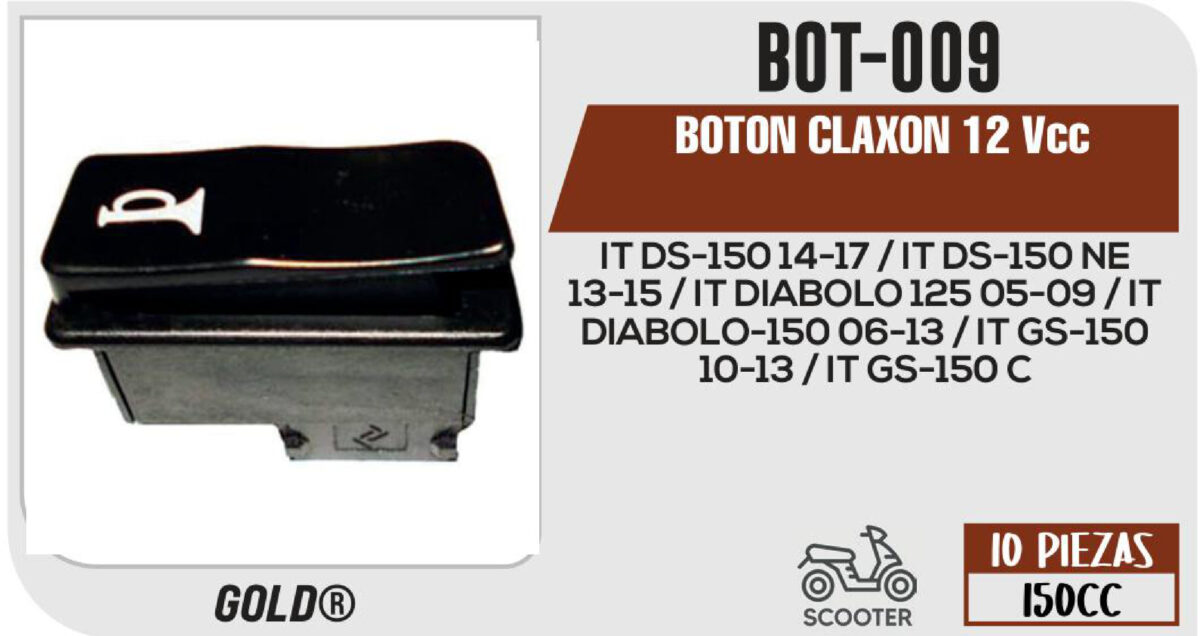 BOTON CLAXON 12Vcc