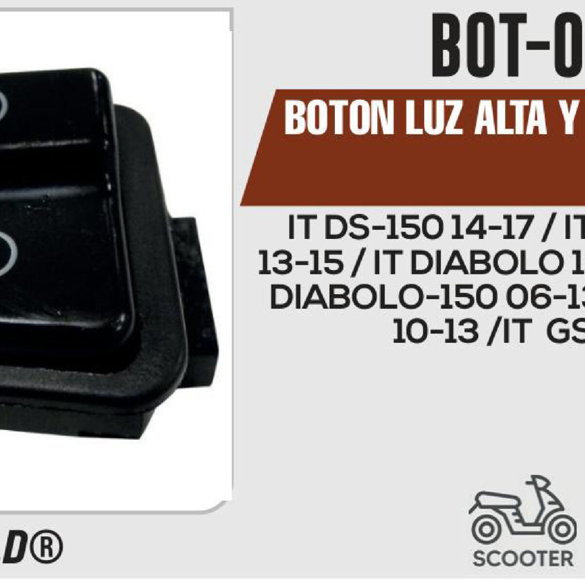 BOTON LUZ ALTA Y BAJA 12Vcc