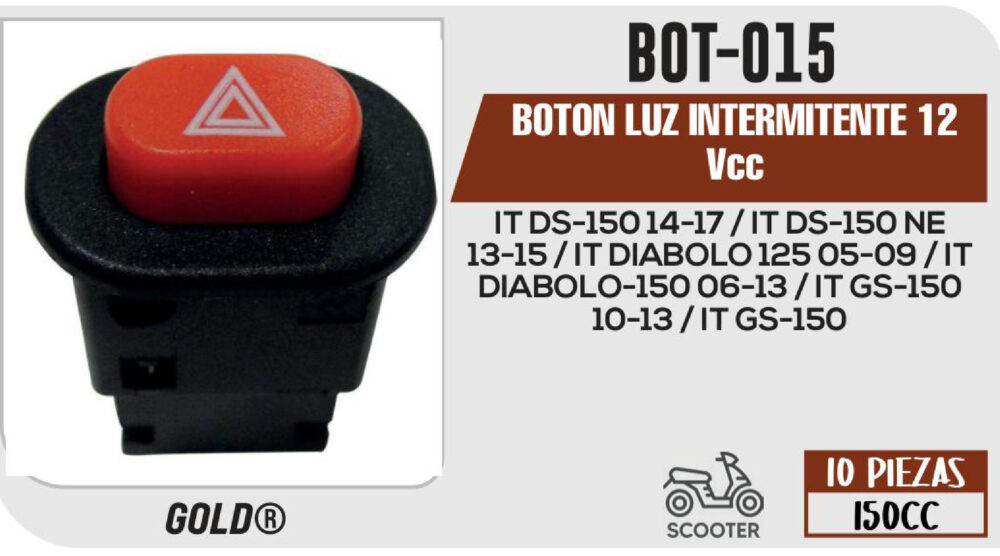 BOTON LUZ INTERMITENTE 12Vcc