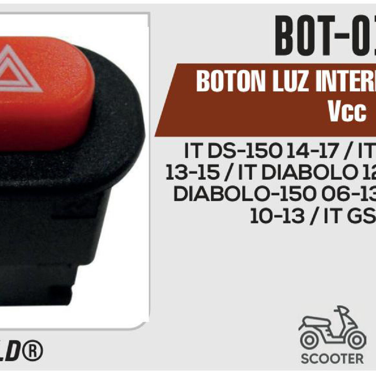 BOTON LUZ INTERMITENTE 12Vcc