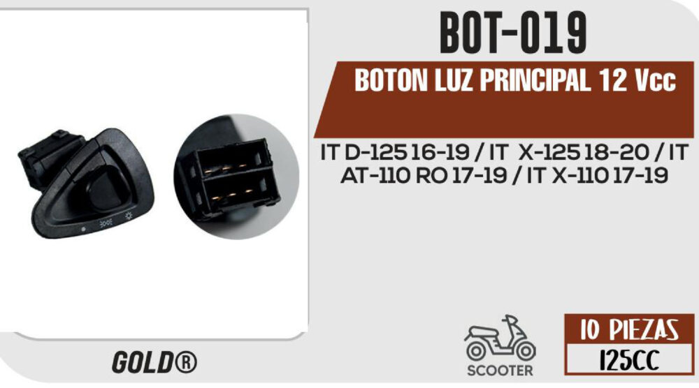 BOTON LUZ ALTA Y BAJA 12Vcc