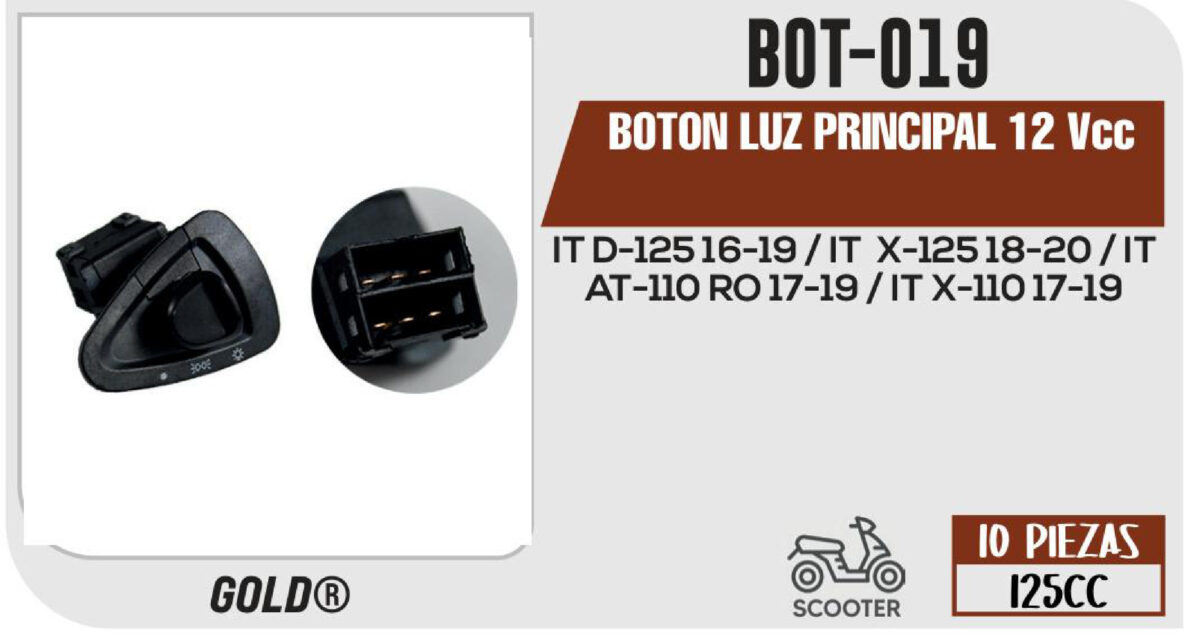 BOTON LUZ ALTA Y BAJA 12Vcc