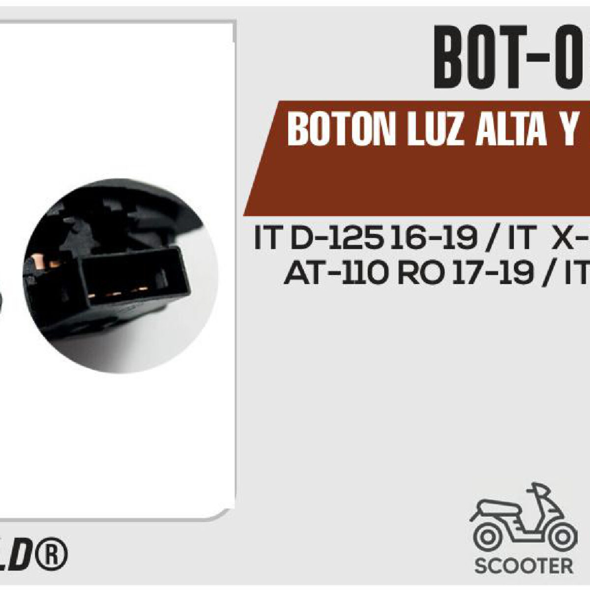 BOTON LUZ ALTA Y BAJA 12Vcc