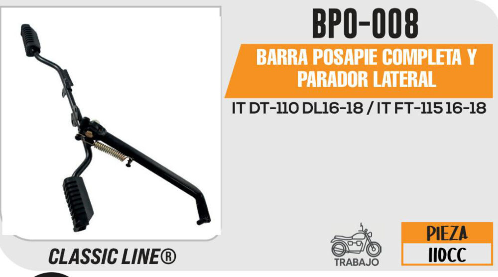 BARRA POSAPIE COMPLETA Y PARADOR LATERAL