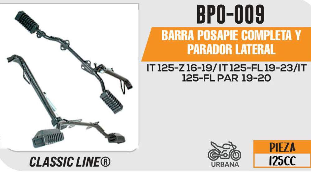 BARRA POSAPIE COMPLETA Y PARADOR LATERAL
