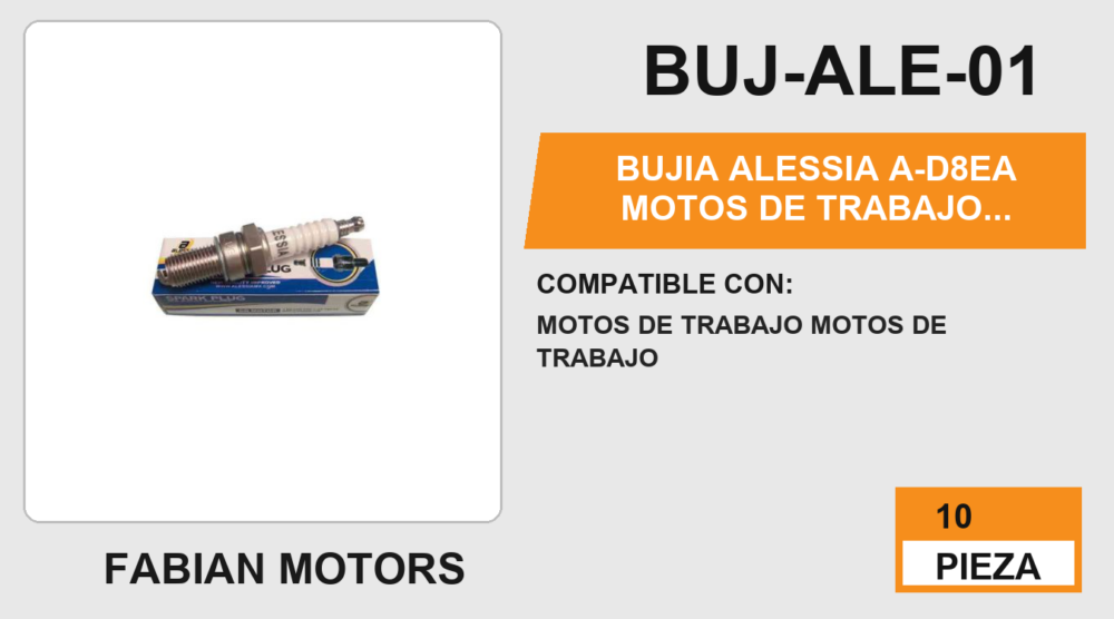 BUJIA ALESSIA A-D8EA MOTOS DE TRABAJO UNIVERSAL