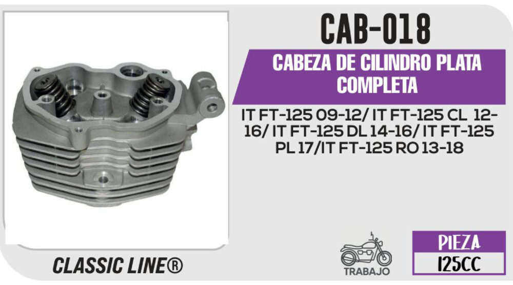 CABEZA DE CILINDRO COMPLETA PLATA