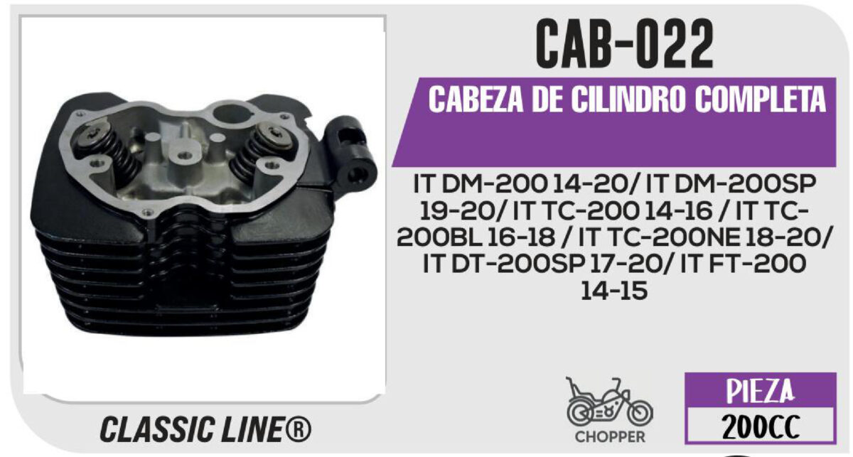 CABEZA DE CILINDRO COMPLETA NEGRO