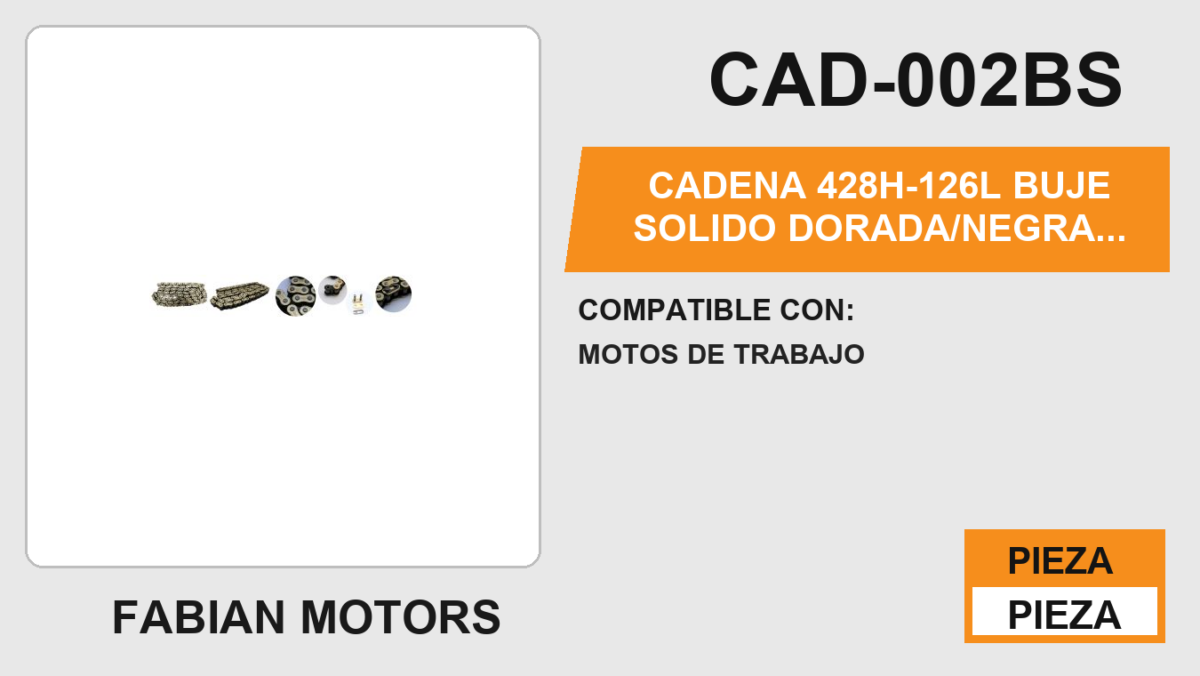 CADENA 428H-126L BUJE SOLIDO DORADA/NEGRA REFORZADA