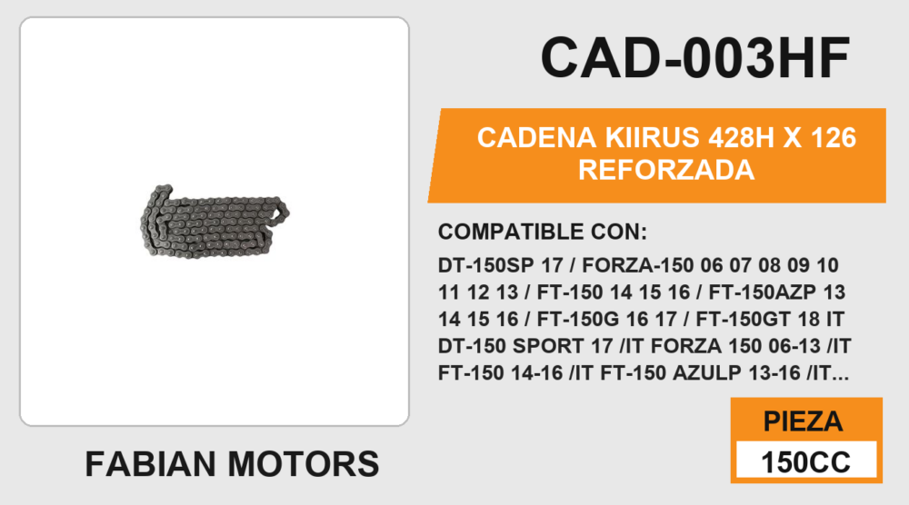 CADENA 428H x 126 REFORZADA