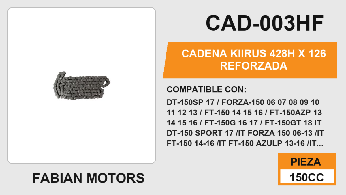CADENA 428H x 126 REFORZADA