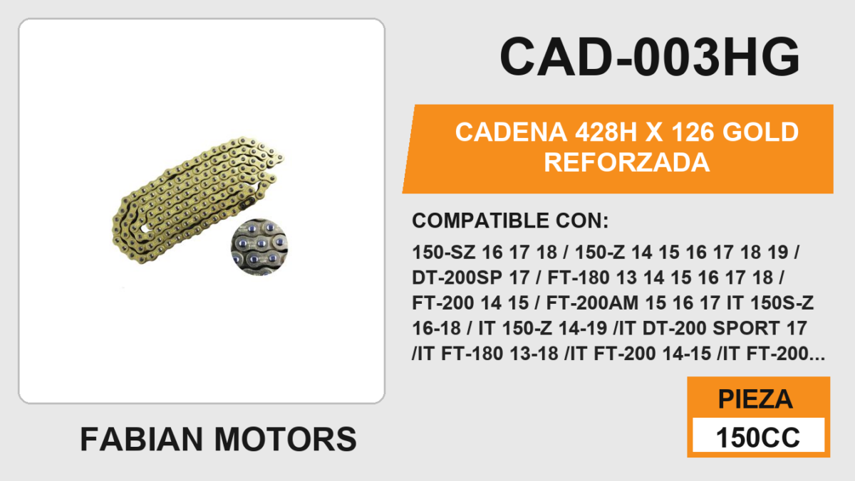 CADENA 428H x 126 GOLD REFORZADA