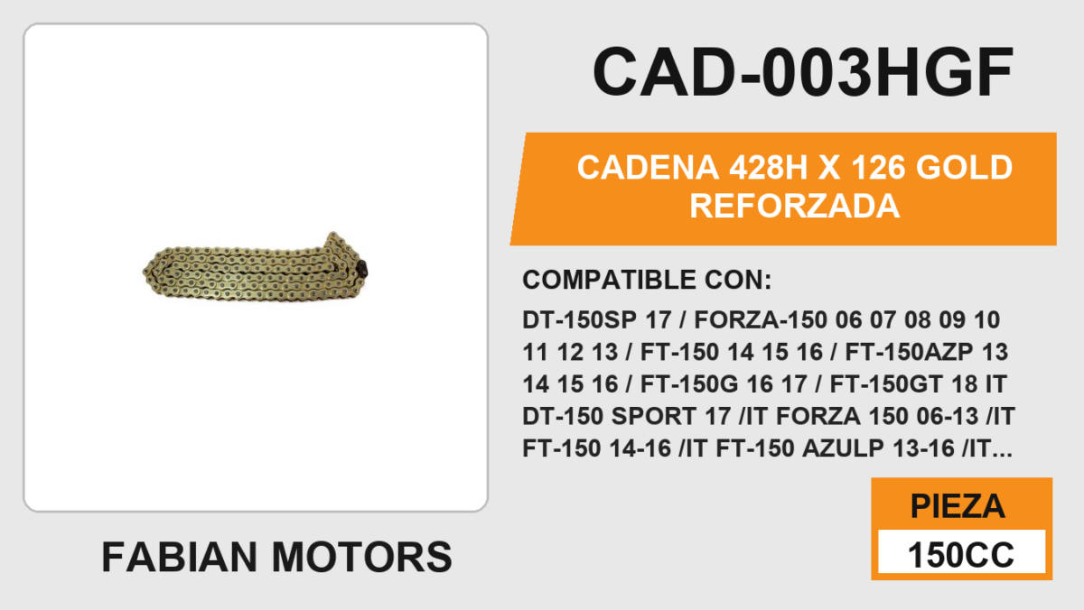 CADENA 428H x 126 GOLD REFORZADA