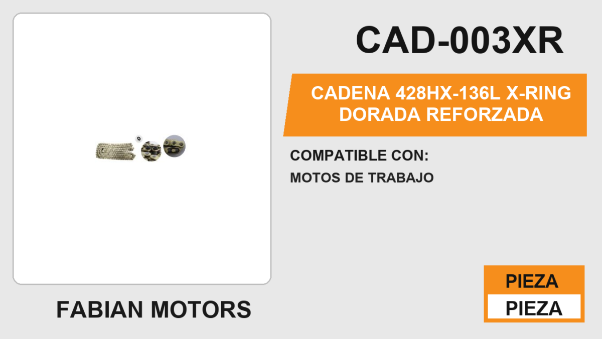 CADENA 428HX-136L X-RING DORADA REFORZADA