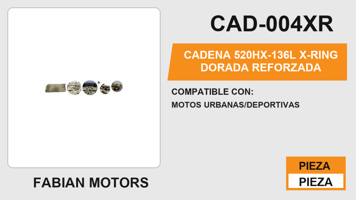 CADENA 520HX-136L X-RING DORADA REFORZADA