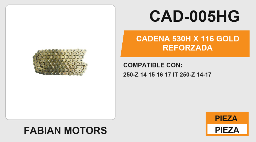 CADENA 530H x 116 GOLD REFORZADA