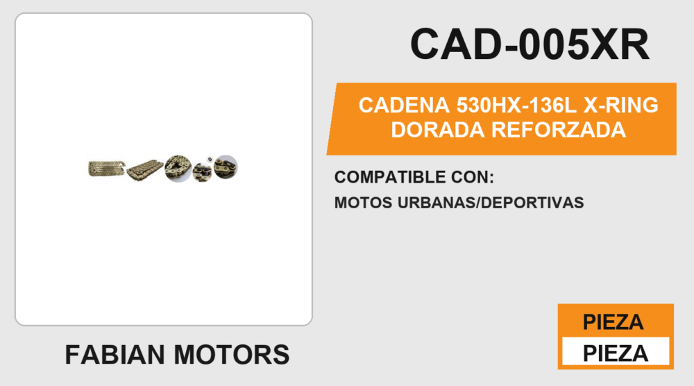 CADENA 530HX-136L X-RING DORADA REFORZADA