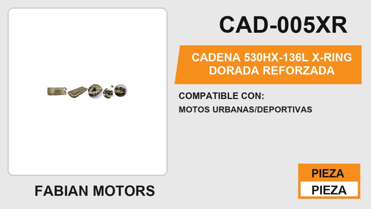 CADENA 530HX-136L X-RING DORADA REFORZADA