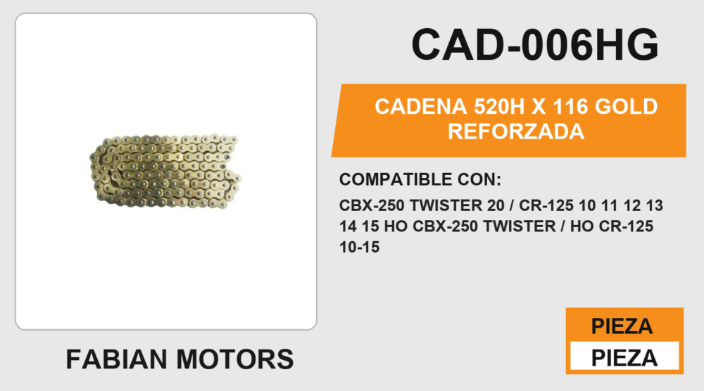 CADENA 520H x 116 GOLD REFORZADA