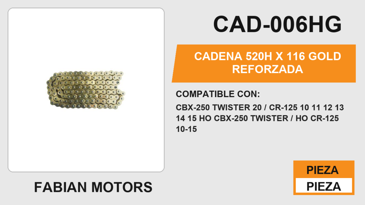 CADENA 520H x 116 GOLD REFORZADA