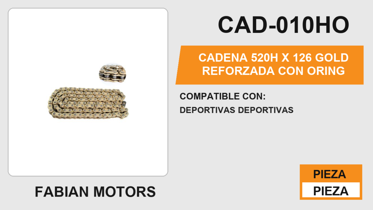 CADENA 520H x 126 GOLD REFORZADA CON ORING