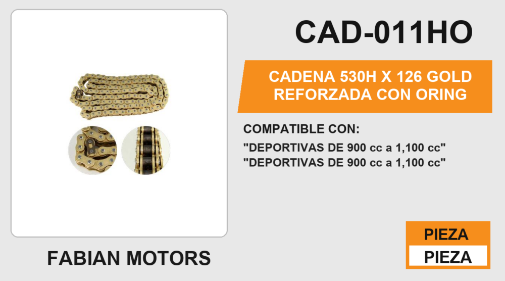 CADENA 530H x 126 GOLD REFORZADA CON ORING