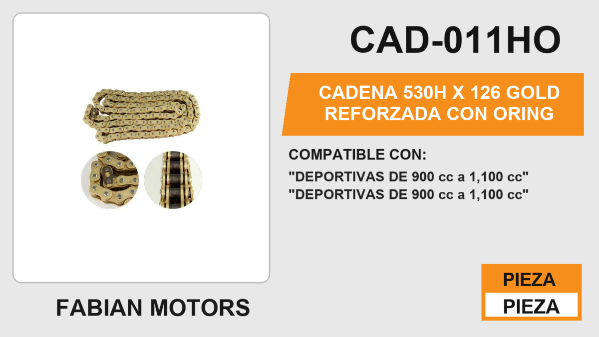 CADENA 530H x 126 GOLD REFORZADA CON ORING