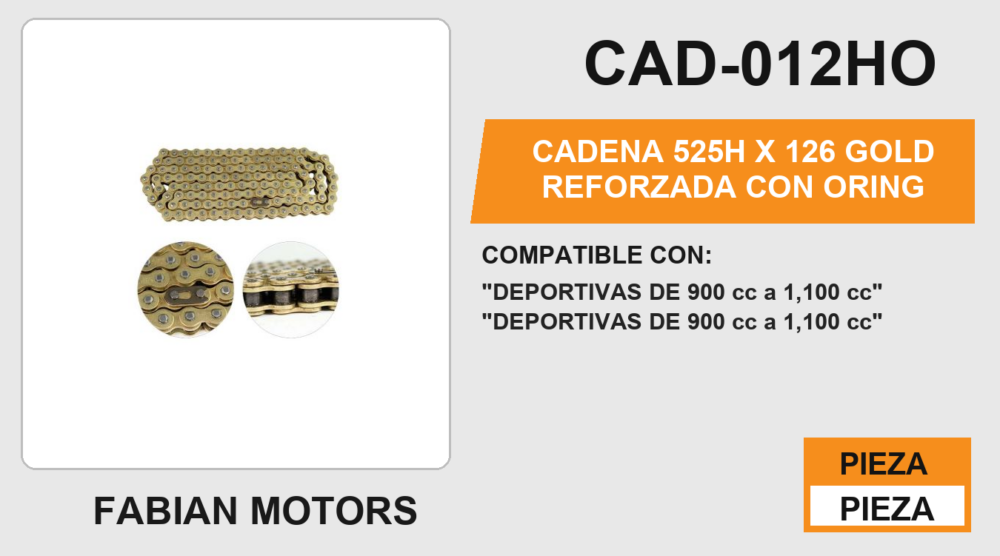 CADENA 525H x 126 GOLD REFORZADA CON ORING