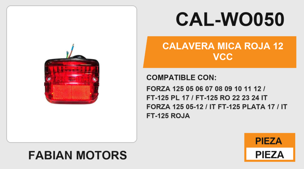 CALAVERA MICA ROJA 12Vcc