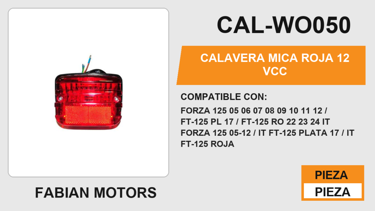 CALAVERA MICA ROJA 12Vcc