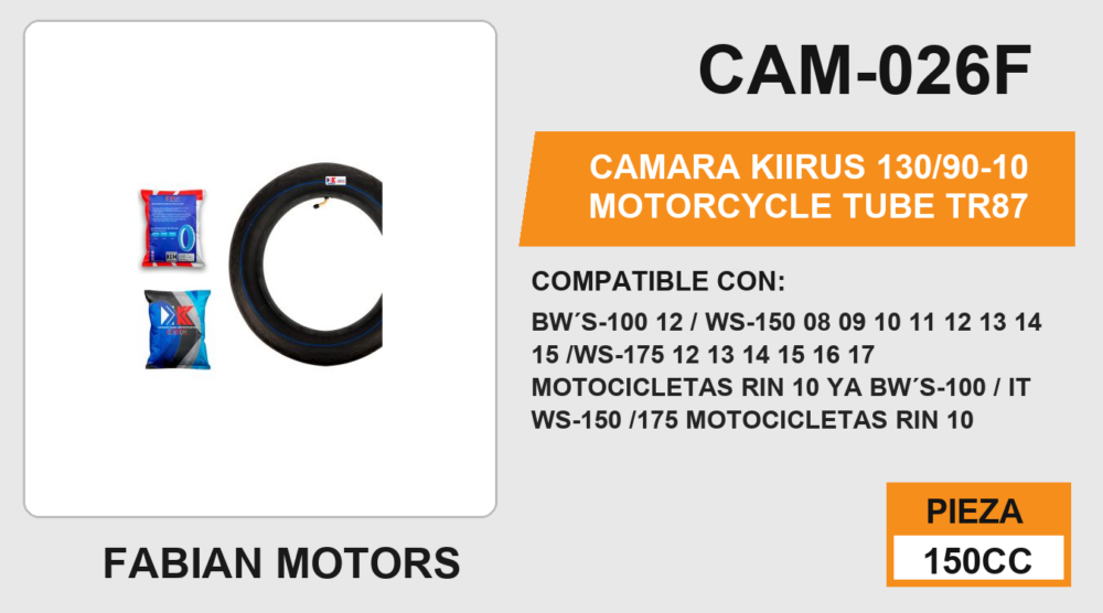 130/90-10 Motorcycle Tube TR87