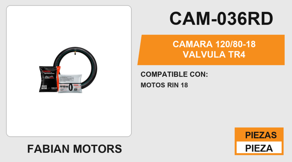 CAMARA 120/80-18 VALVULA TR4