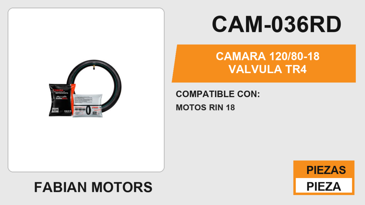 CAMARA 120/80-18 VALVULA TR4