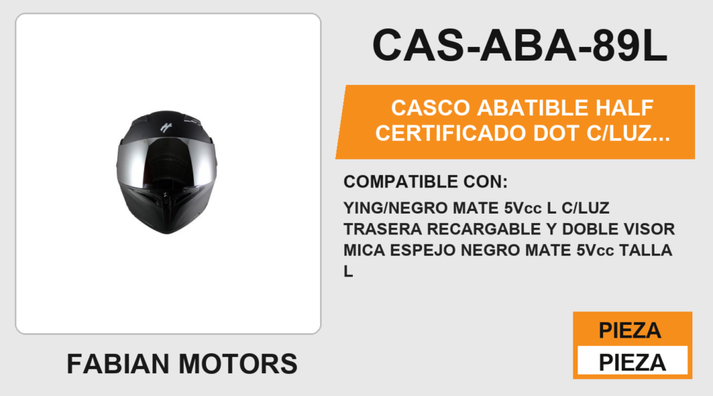 CASCO ABATIBLE YING CERTIFICADO " DOT "