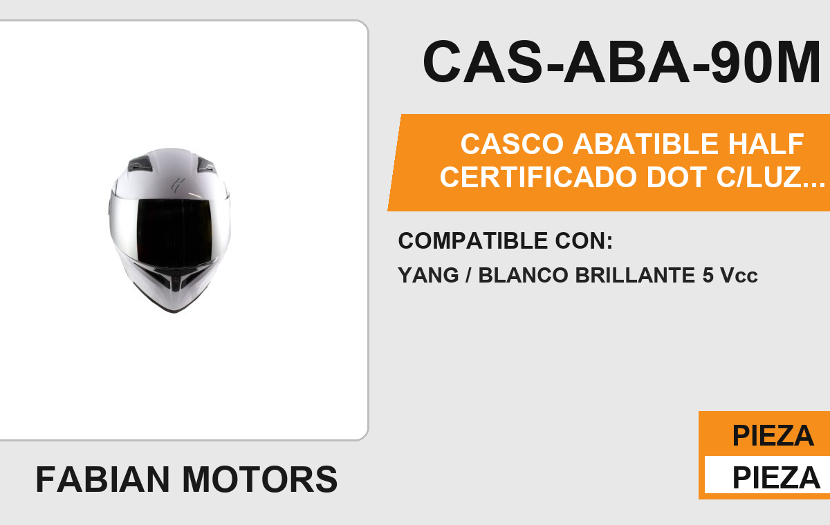 CASCO ABATIBLE HALF CERTIFICADO DOT C/LUZ TRASERA RECARGABLE Y DOBLE VISOR MICA ESPEJO