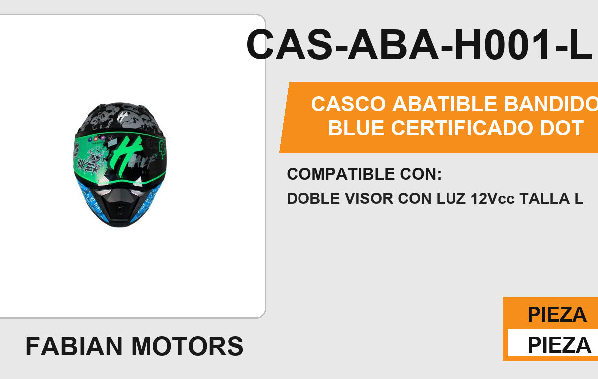 CASCO ABATIBLE BANDIDO BLUE CERTIFICADO " DOT "