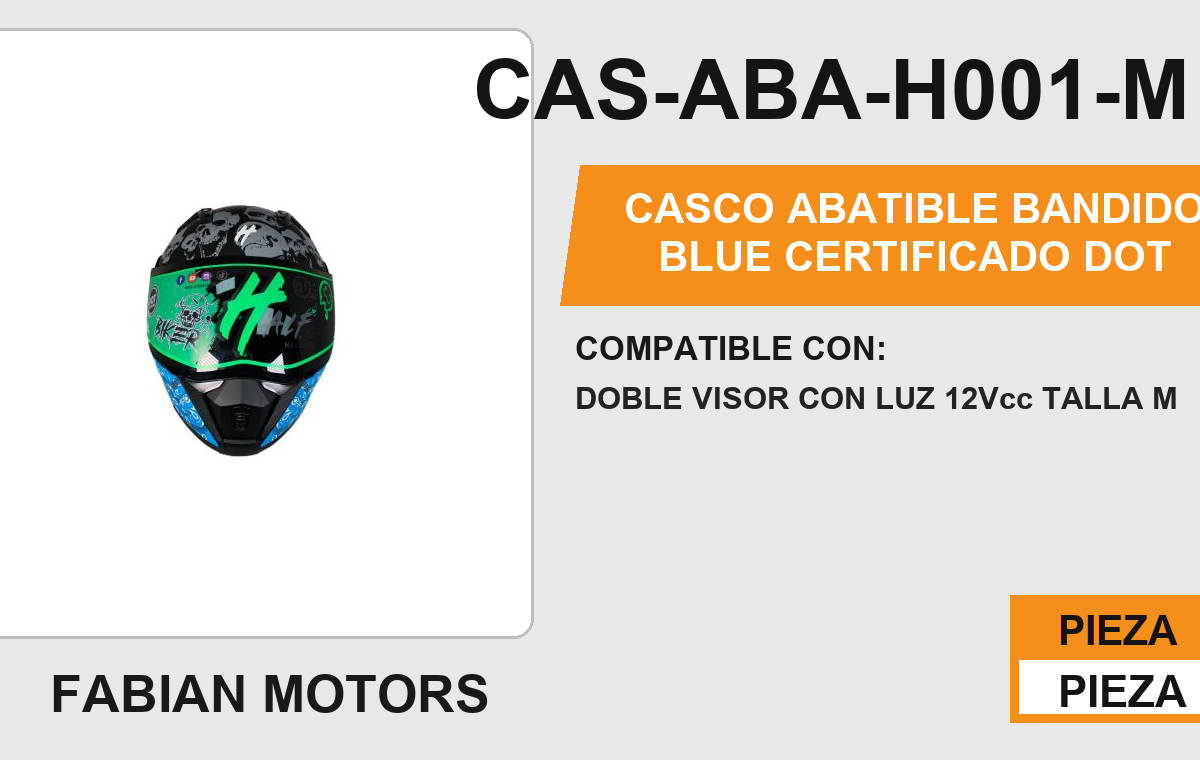 CASCO ABATIBLE BANDIDO BLUE CERTIFICADO " DOT "