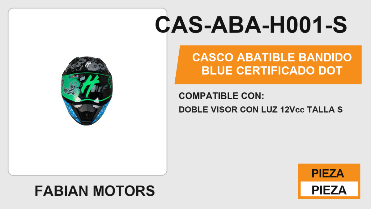 CASCO ABATIBLE BANDIDO BLUE CERTIFICADO " DOT "