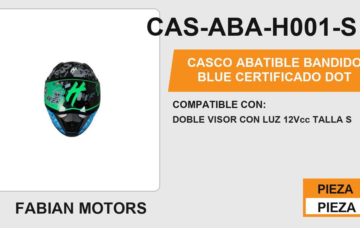 CASCO ABATIBLE BANDIDO BLUE CERTIFICADO " DOT "