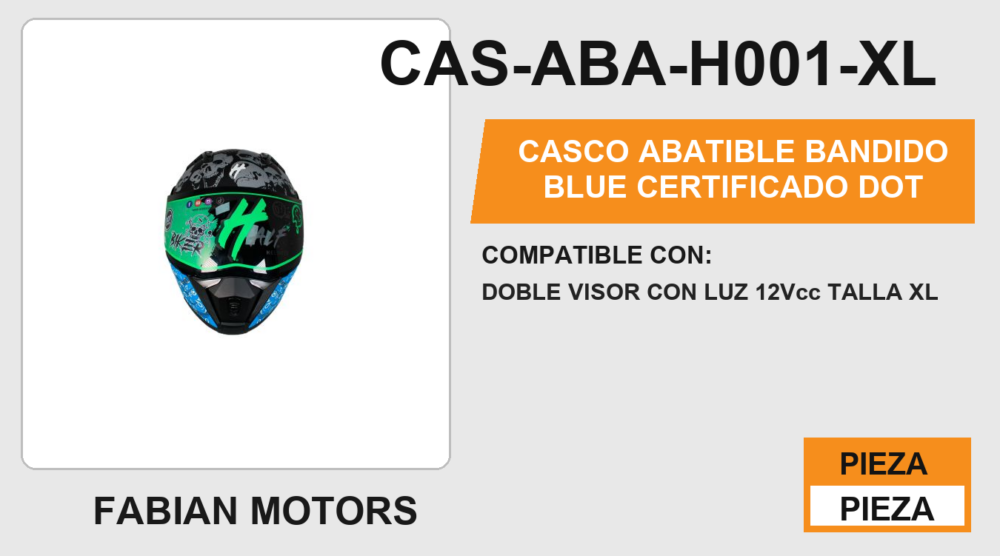 CASCO ABATIBLE BANDIDO BLUE CERTIFICADO " DOT "