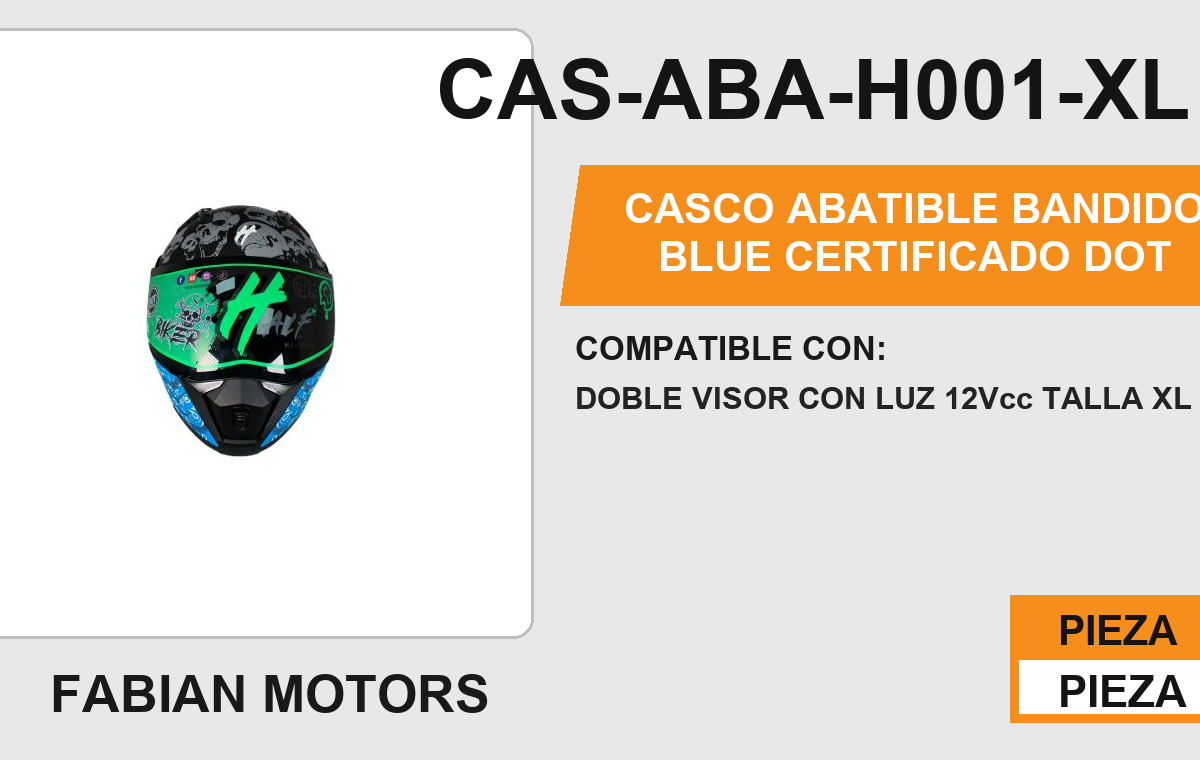 CASCO ABATIBLE BANDIDO BLUE CERTIFICADO " DOT "