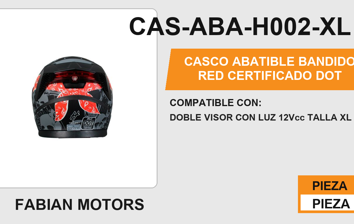 CASCO ABATIBLE BANDIDO RED CERTIFICADO " DOT "