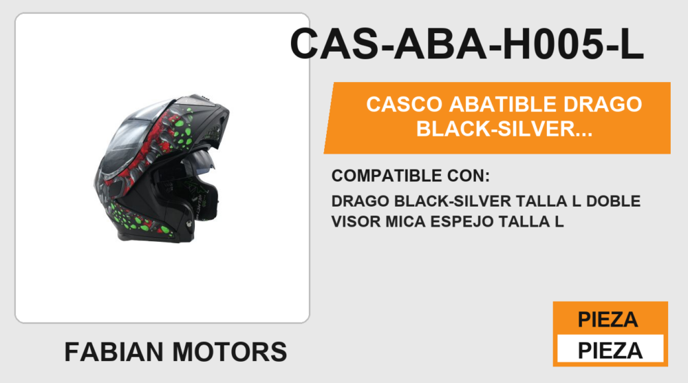 CASCO ABATIBLE DRAGO BLACK-SILVER CERTIFICADO " DOT "
