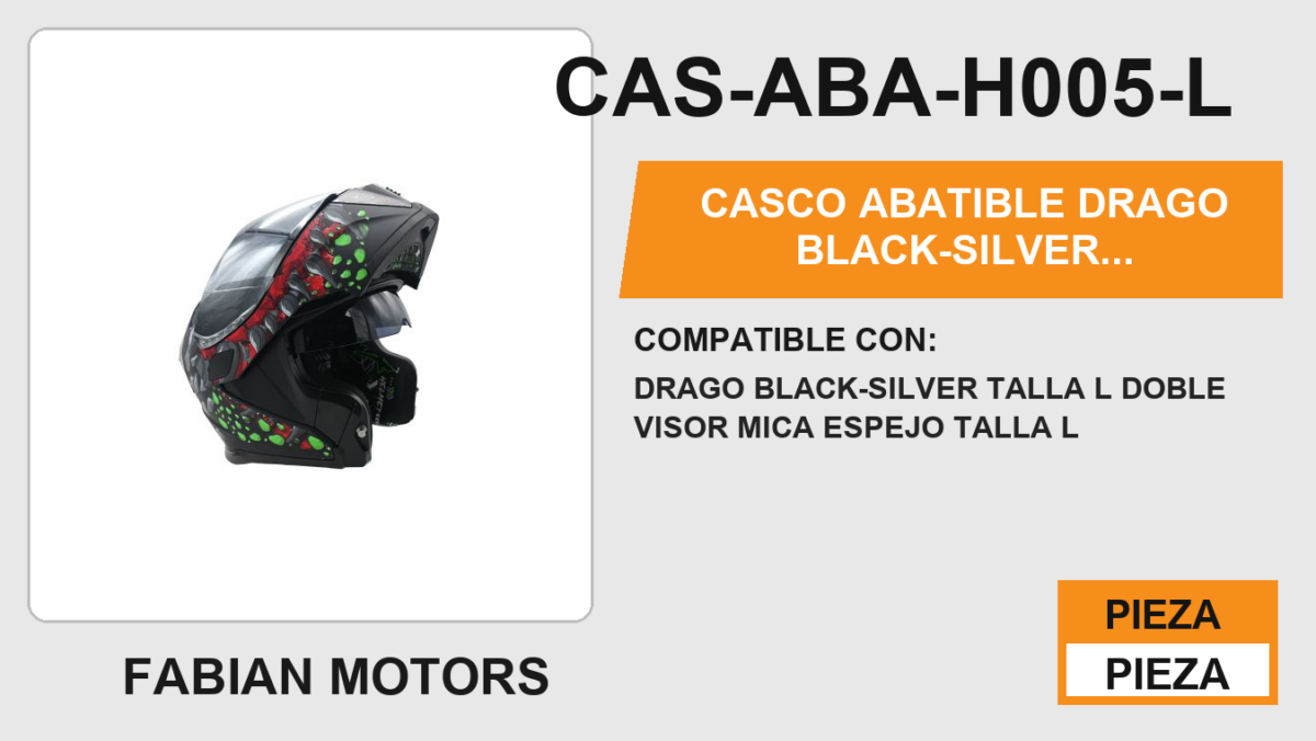 CASCO ABATIBLE DRAGO BLACK-SILVER CERTIFICADO " DOT "
