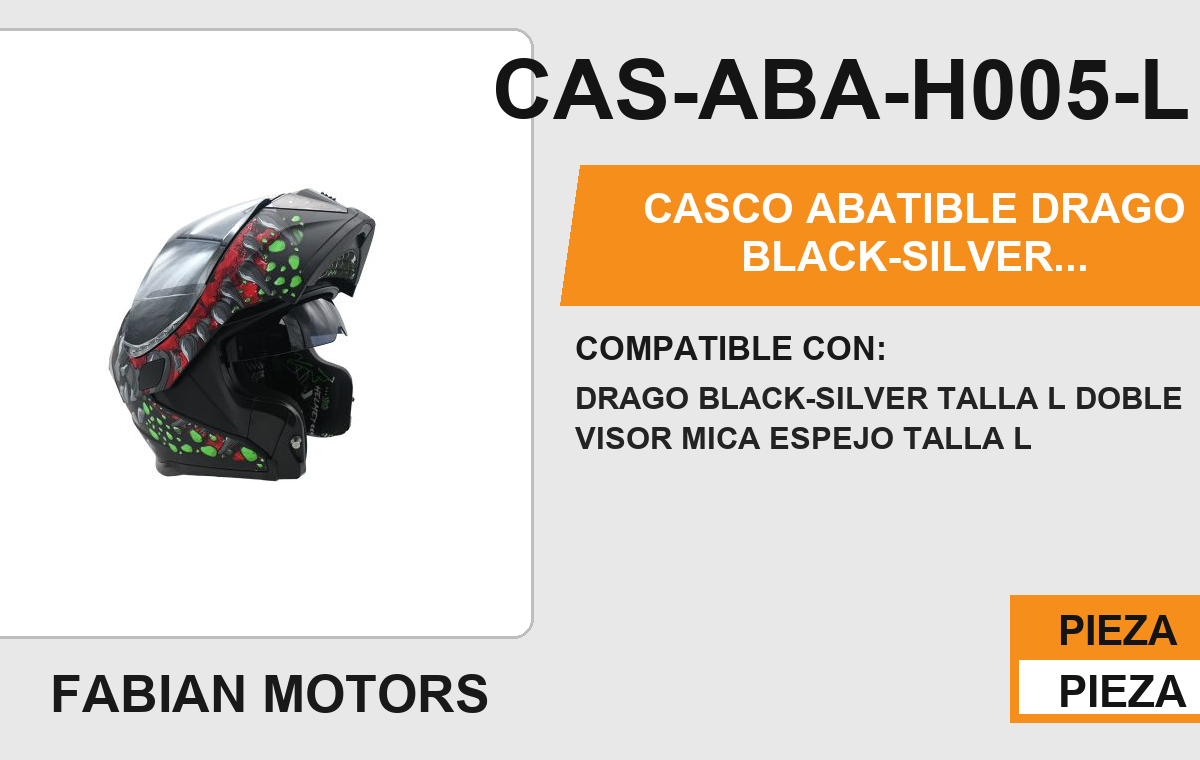 CASCO ABATIBLE DRAGO BLACK-SILVER CERTIFICADO " DOT "