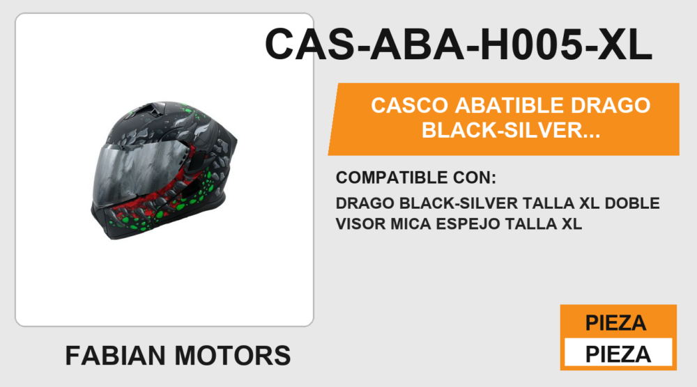 CASCO ABATIBLE DRAGO BLACK-SILVER CERTIFICADO " DOT "