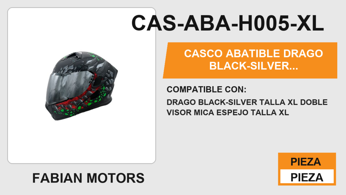CASCO ABATIBLE DRAGO BLACK-SILVER CERTIFICADO " DOT "