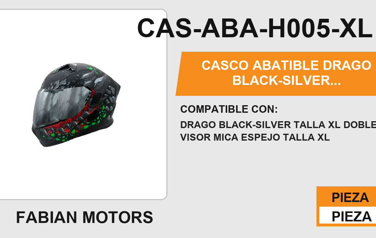 CASCO ABATIBLE DRAGO BLACK-SILVER CERTIFICADO " DOT "