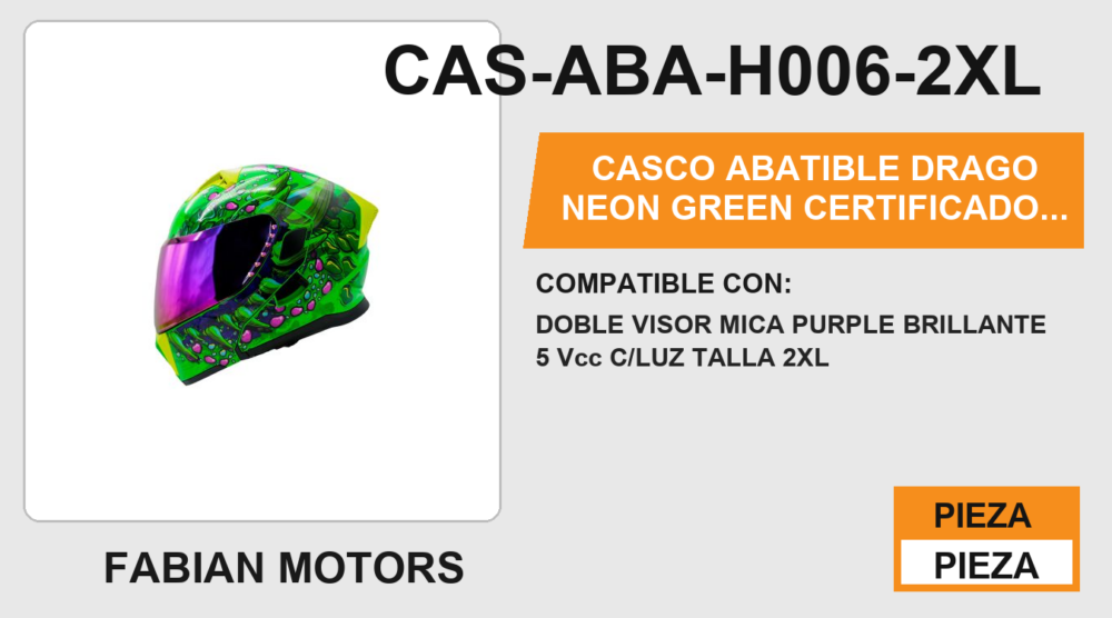 CASCO ABATIBLE DRAGO NEON GREEN CERTIFICADO DOT
